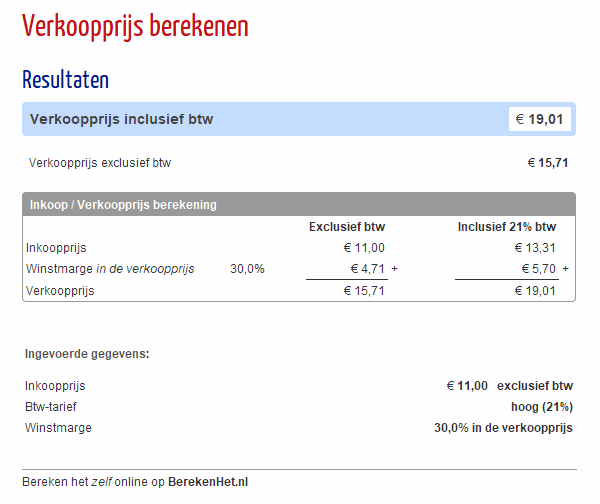 import kosten berekenen